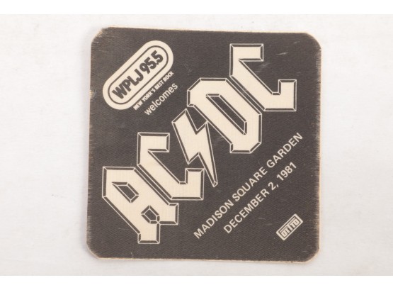 1981 AC/DC Sticker Madison Square Garden December 2, 1981 WPLJ 95.5