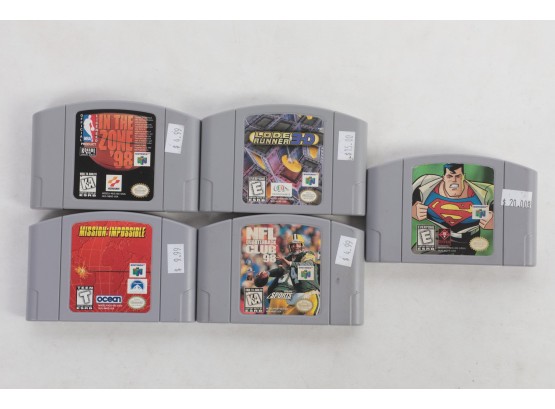 Lot Of 5 Nintendo 64 N64 Games Lode Runner 3d Superman In The Zone NFL 98 Mission IMpossible