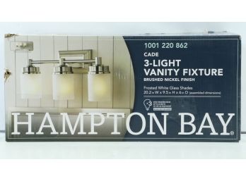 Hampton Bay Cade 3-Light Brushed Nickel Vanity Light With Frosted Glass Shades