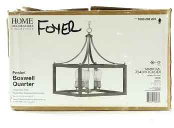 Boswell Quarter 5-Light Vintage Brass Chandelier Painted Black Distressed