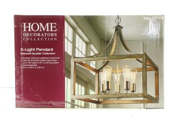 HOME DECORATORS Boswell Quarter 20 In. 5-Light Brushed Nickel Chandelier New