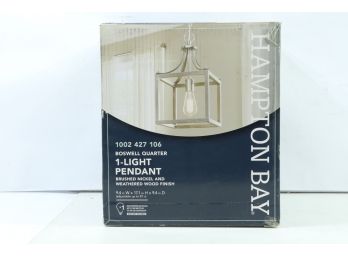 Hampton Bay Mini-Pendant 1-Light Brushed Nickel With Weathered Wood Accents