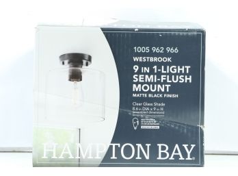 Hampton Bay Westbrook 8.6 In. 1-Light Matte Black Flush Mount