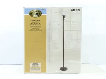 Hampton Bay 72 In. Bronze Torchiere Floor Lamp With Alabaster Glass Shade