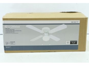 Littleton 42 In. LED Indoor White Ceiling Fan With Light Kit