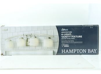 Hampton Bay Architecture 4-Light Brushed Nickel Vanity Light With Glass Shades