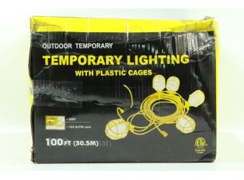 100 Ft. 12/3 SJTW 10-Light Plastic Cage Temporary Light Stringer, Yellow