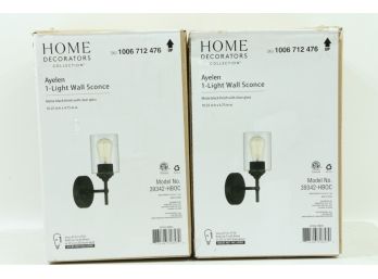 Home Decorators Collection Ayelen 1-Light Matte Black Clear Glass Sconce