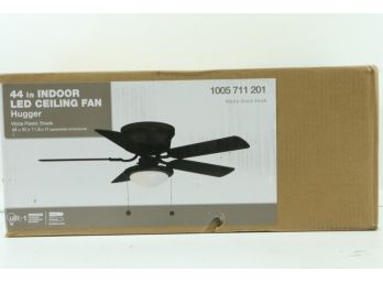 Hugger 44 In. LED Indoor Matte Black Ceiling Fan With Light Kit Matte Black