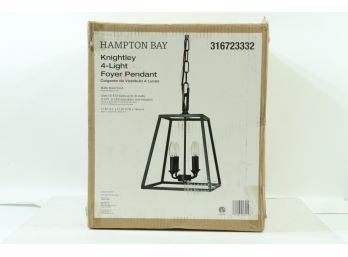 Hampton Bay Knightley 4-Light Caged Matte Black Pendant Hanging Light