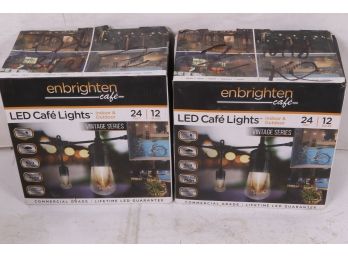 2 Enbrighten 12 Bulb 24 Ft. Outdoor/Indoor Black Vintage LED String Lights