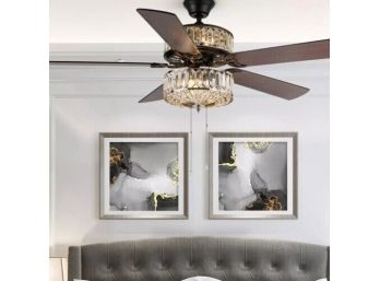River Of Goods Geometric Diamond 52 In. Crystal LED Ceiling Fan With Light