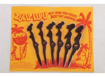 New On Card 'Zulu-Lulu' Comic Swizzle Sticks Mint On Card