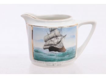 Early 1900's 'Mayflower Enterimg Provendenctown Harbor' Souvenir Creamer Made In Germany