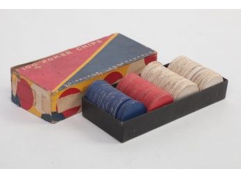 Early 1900 Box Pressed Cardboard Poker Chips