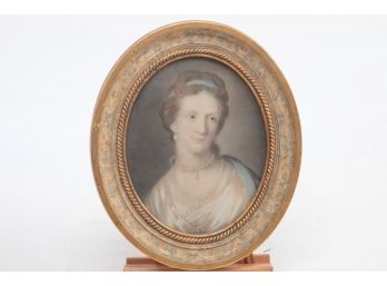 1800's Pastel In Period Oval 11' X 13' Hand Painted Frame