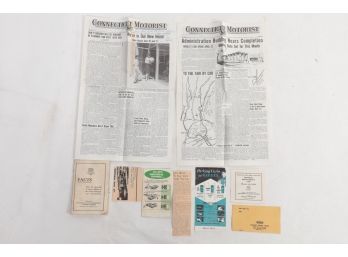 1960's Connecticut Driving Ephemera Including World's Fair Article.