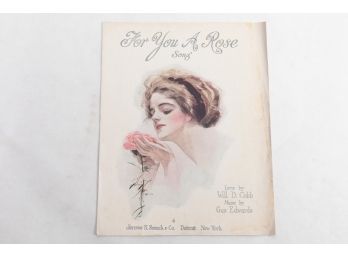 1918 Harrison Fisher 'Fisher Girl' Cover Sheet Music 'For You A Rose'