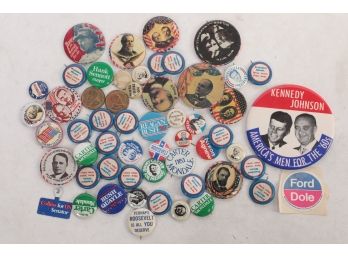 Lot Political Pin Back Buttons Mostly Reproduction And Fanticity