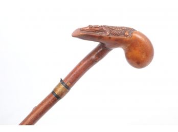 Early 1900's Hand Carved Allegator Handle Cane