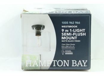 Hampton Bay Westbrook 8.6 In. 1-Light Matte Black Flush Mount New