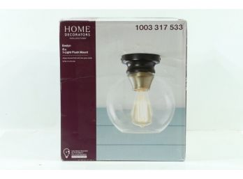 Home Decorators Collection Evelyn 1-Light Artisan Bronze Flush Mount Clear Glass New