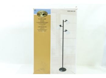 64.5 In. Black Track Tree Floor Lamp With 3 White Plastic Shades New
