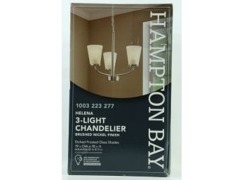 Hampton Bay Helena Collection 3-Light Brushed Nickel Chandelier Frosted Etched
