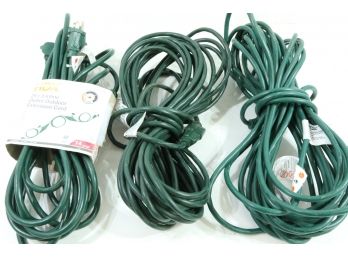 Group Of 3 Green HDX Extension Cords Includes 25' 3 Inline & 2 50' HDX