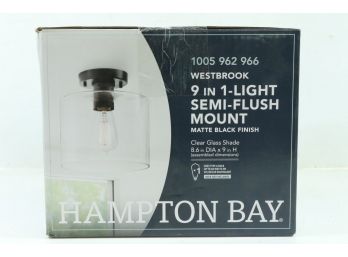 Hampton Bay Westbrook 8.6 In. 1-Light Matte Black Flush Mount