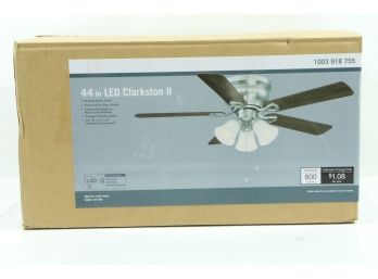 Clarkston II 44 In. LED Indoor Brushed Nickel Ceiling Fan With Light Kit New