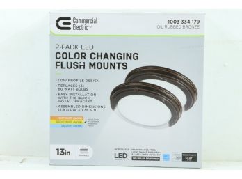 Commercial Electric 13' Oil Rubbed Bronze, Color Changing LED Flush Mount 2-Pack