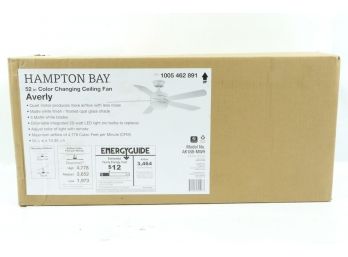 Hampton Bay Averly 52 In. LED Matte White Ceiling Fan W/ Light  Remote Control