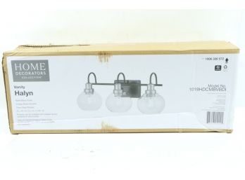 Home Decorators Halyn 23 In. 3-Light Bathroom Vanity Light Black W/Brass Accents