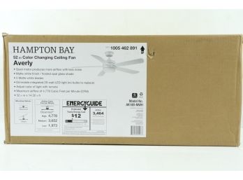 Hampton Bay Averly 52 In. LED Matte White Ceiling Fan W/ Light  Remote Control