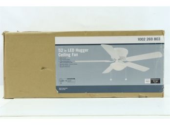 Hugger 52'' LED Indoor White Ceiling Fan With Light, Frosted Shade New