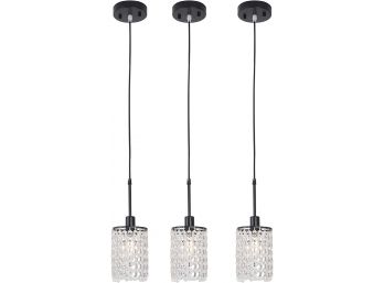 4 - 4.72 In. 1-Light Black Crystal Pendant Light For Kitchen Island QTY 4