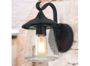 LNC Outdoor Wall Light Farmhouse Exterior Lantern In Black With Seeded Glass For Porch Barn A03356