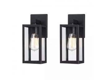 Hukoro 1-Light Matte Black Hardwired Outdoor Wall Lantern Sconces (2-Pack)New