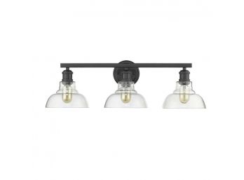 Carver 3-Light Black With Clear Glass Bath Vanity Light By Golden Lighting