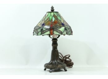 Small Tiffany Style Lead Glass Shade Lamp