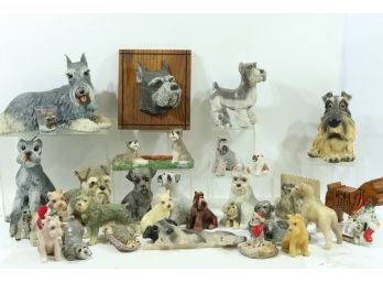 Large Group Of Vintage Schnauzer Dog Figurines