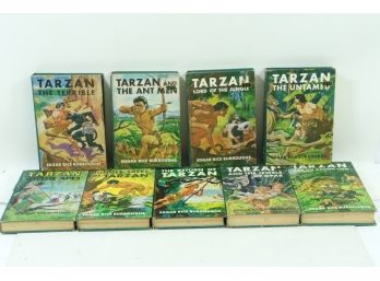 9 Vintage Tarzan Hard Cover Books By Burroughs Grosset & Dunlap