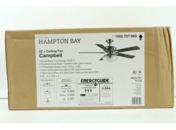 Hampton Bay Campbell 52 In. LED Indoor Brushed Nickel Ceiling Fan With Light Kit New