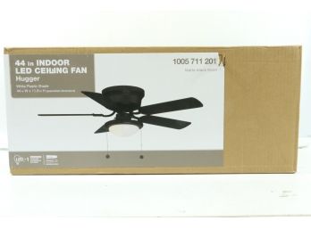 Hugger 44 In. LED Indoor Matte Black Ceiling Fan With Light Kit Matte Black New