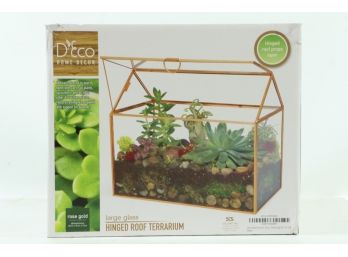 Deco Glass Terrarium For Succulent & Air Plant- Hinged Roof Shaped For Indoor