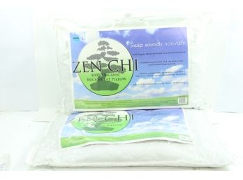 Pair Of Zen Chi Buckwheat Pillow- Organic Queen Size (20'X30') W Natural Cooling