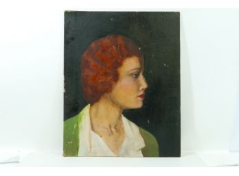 Vintage Un-Signed Oil On Board Of A Lady