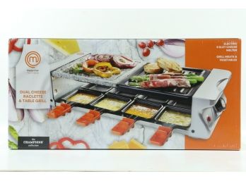 MasterChef Dual Raclette Table Grill W Non-Stick Grilling Plate & Cooking Stone- 8 Person Electric Party Table