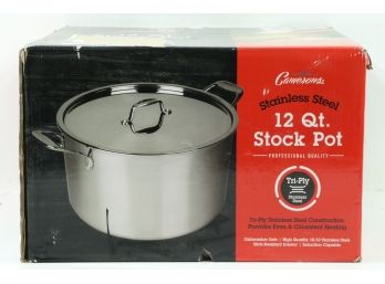 Camerons 12 Quart Tri-Ply Stainless Steel Stockpot With Cover New